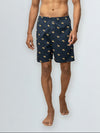 Men's 100% Cotton Printed Long Boxer Shorts Navy Blue