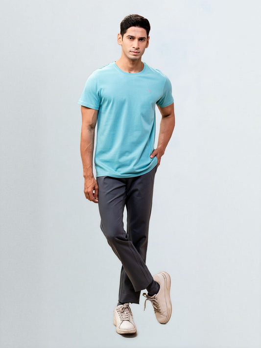 Men's 100% Cotton Crew Neck Auqa