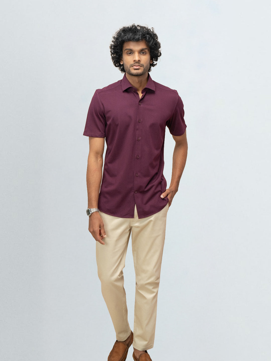 Men's Cotton Rich Knit Shirt Grape