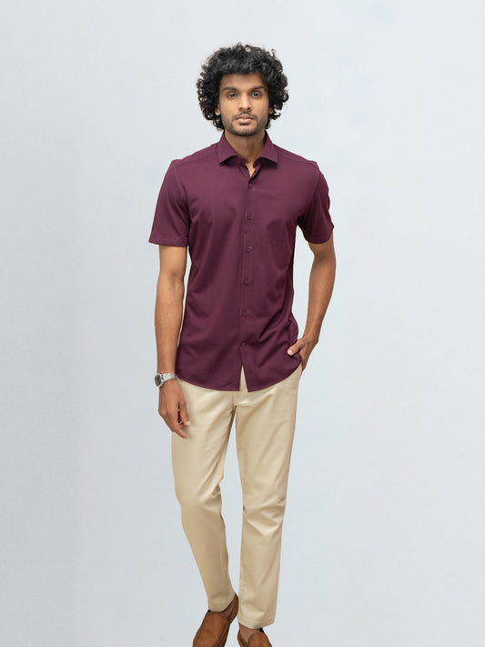 Men's Cotton Rich Knit Shirt Grape