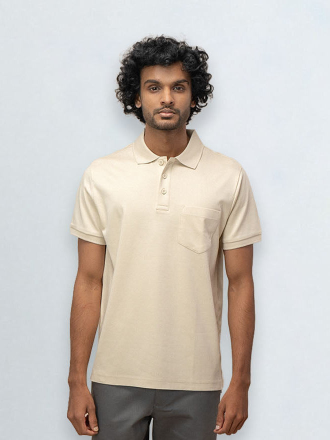 Men's Extra Long Staple Cotton Polo Ivory Cream