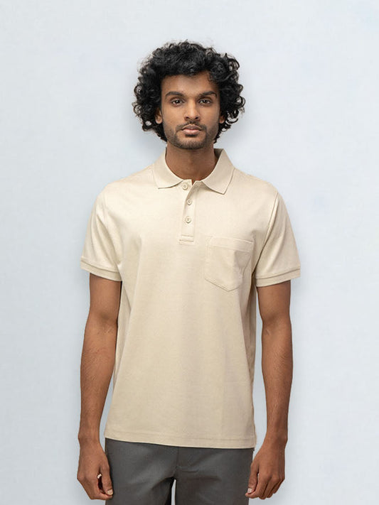 Men's Extra Long Staple Cotton Polo Ivory Cream