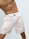 Men's 100% Cotton Printed Long Boxer Shorts Off White