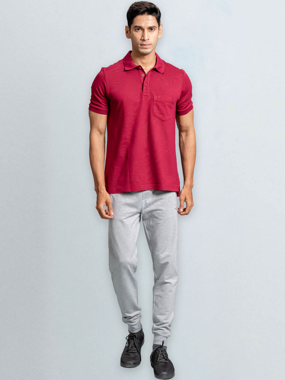 Men's Cotton Rich Pique Polo Maroon