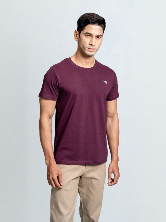 Men's 100% Cotton Crew Neck Wine