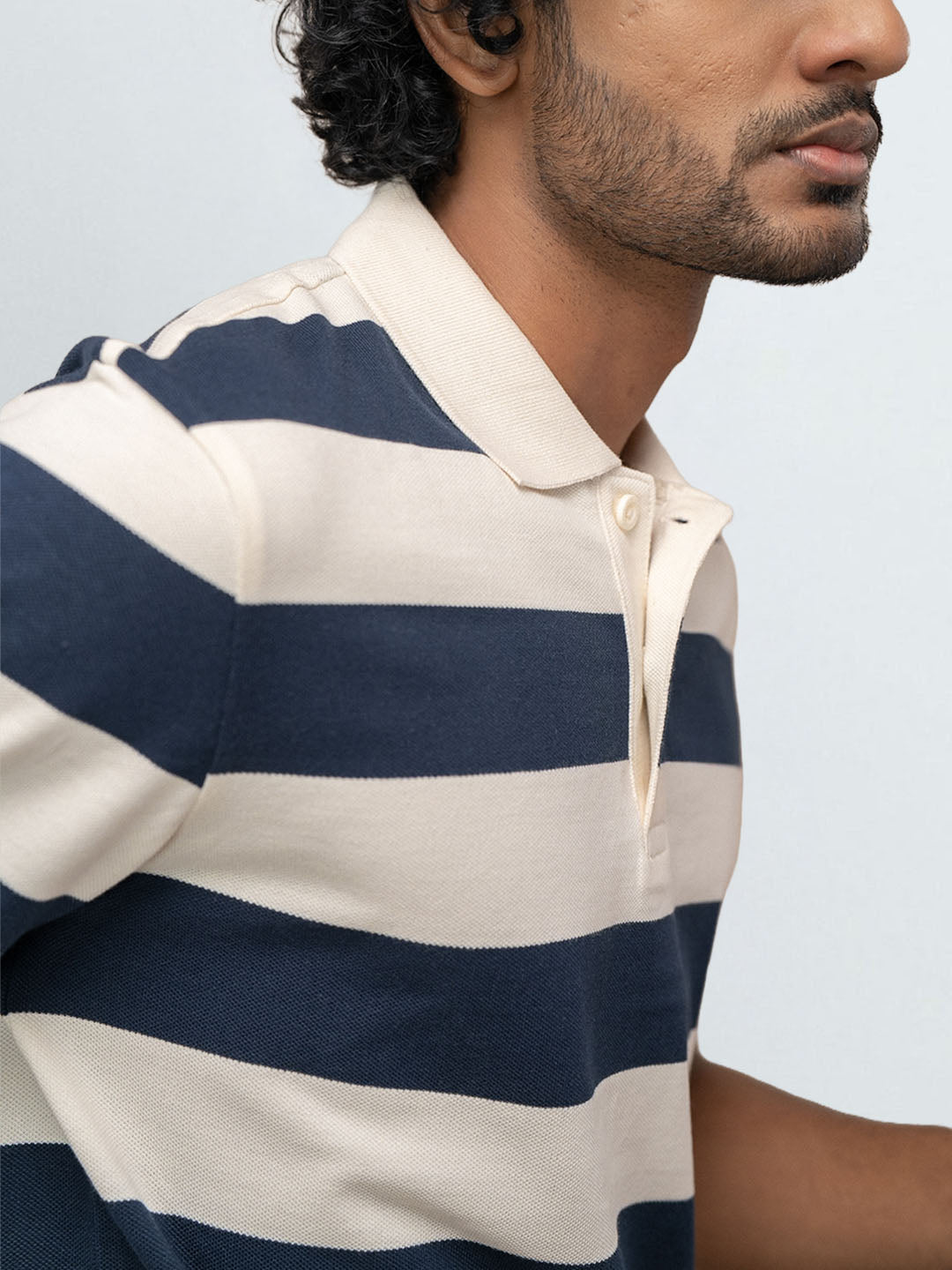 Men's Stripper Cotton Rich Polo Gardenia