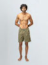 Men's 100% Cotton Printed Long Boxer Shorts Green