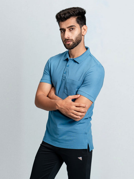 Men's Cotton Rich Pique Polo Cairo Blue