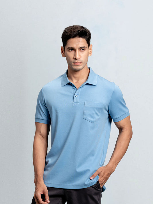 Men's Extra Long Staple Cotton Polo Powder Blue