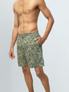 Men's 100% Cotton Printed Long Boxer Shorts Olive