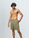 Men's 100% Cotton Printed Long Boxer Shorts Green