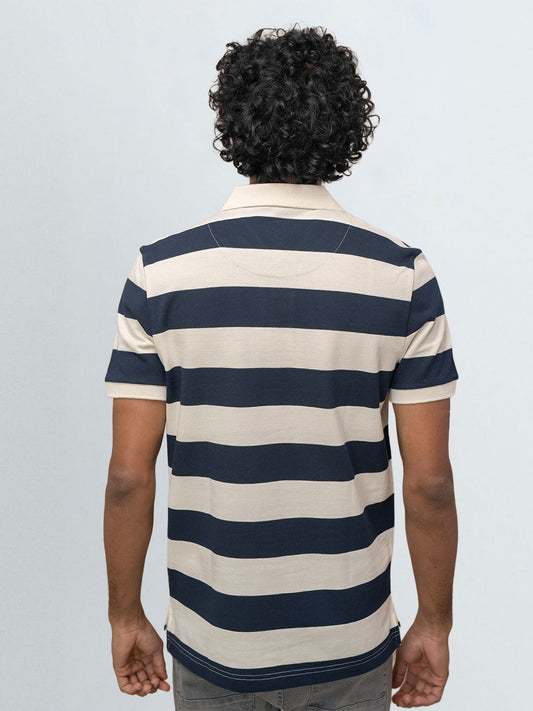 Men's Stripper Cotton Rich Polo Gardenia