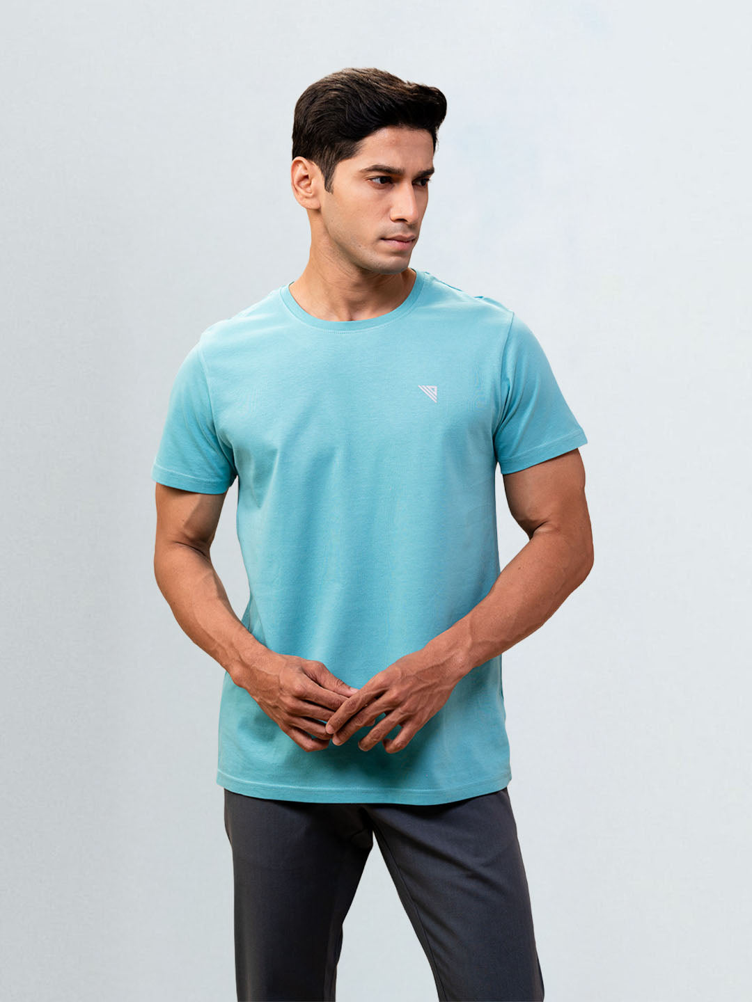 Men's 100% Cotton Crew Neck Auqa