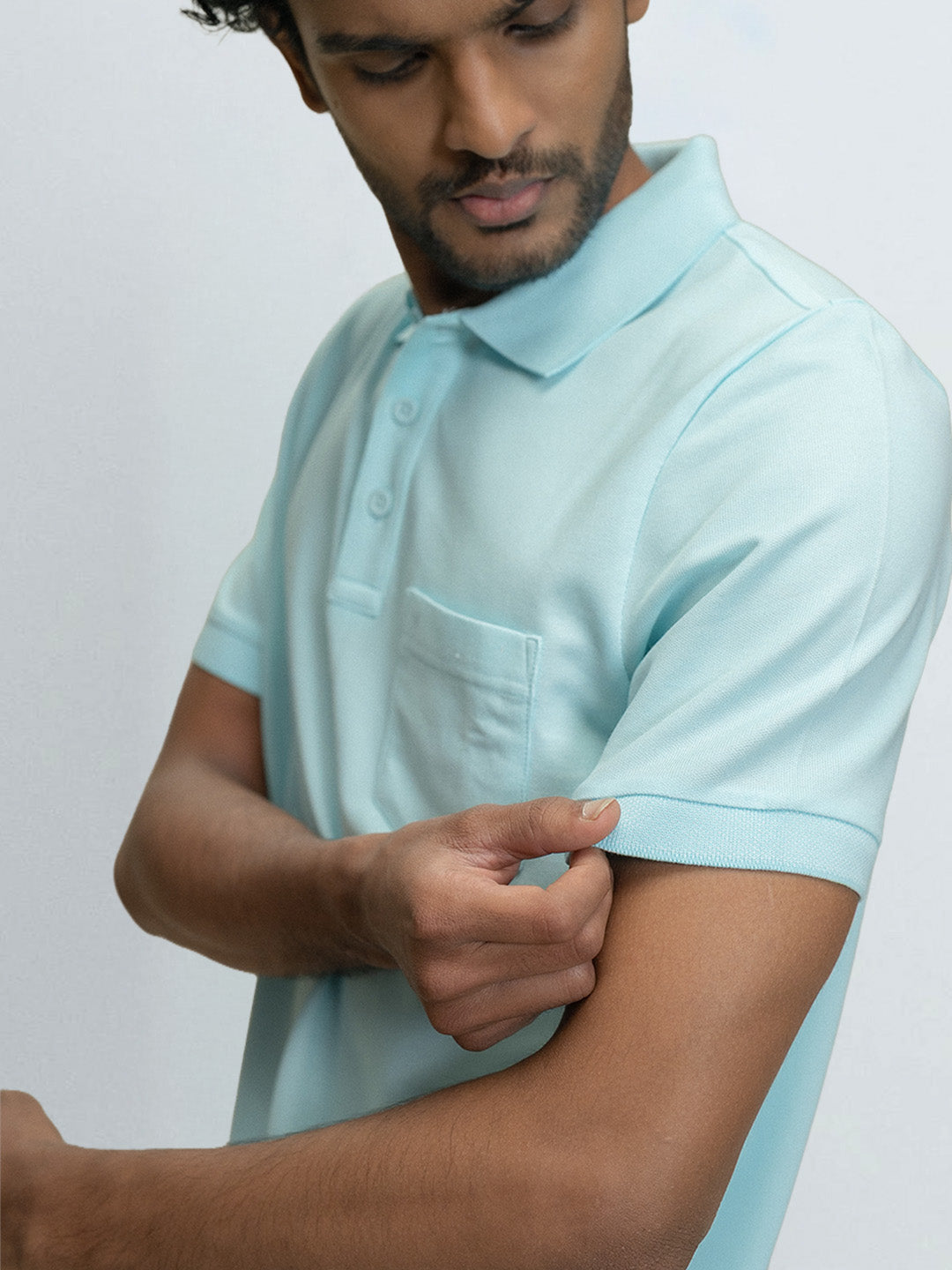 Men's Cotton Rich Pique Polo Aqua Marine Blue