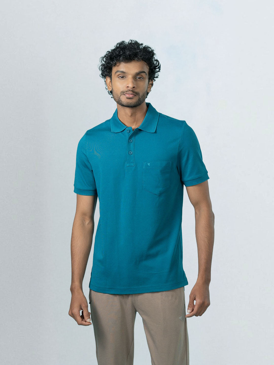 Men's Cotton Rich Pique Polo Lake Blue