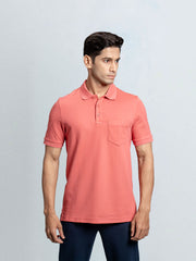 Men's Cotton Rich Pique Polo Coral