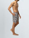 Men's 100% Cotton Printed Long Boxer Shorts Brown