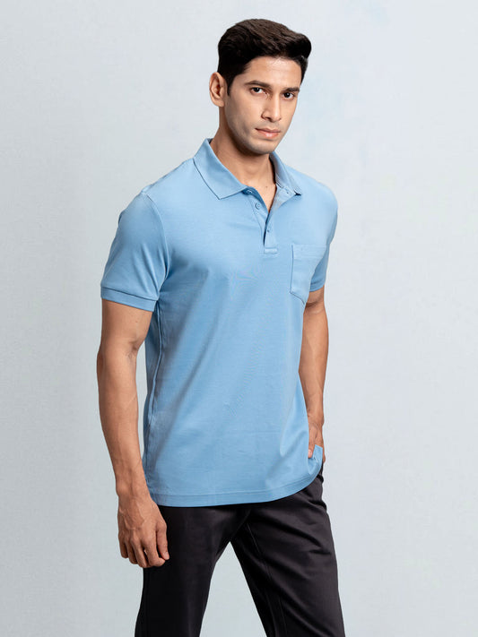 Men's Extra Long Staple Cotton Polo Powder Blue