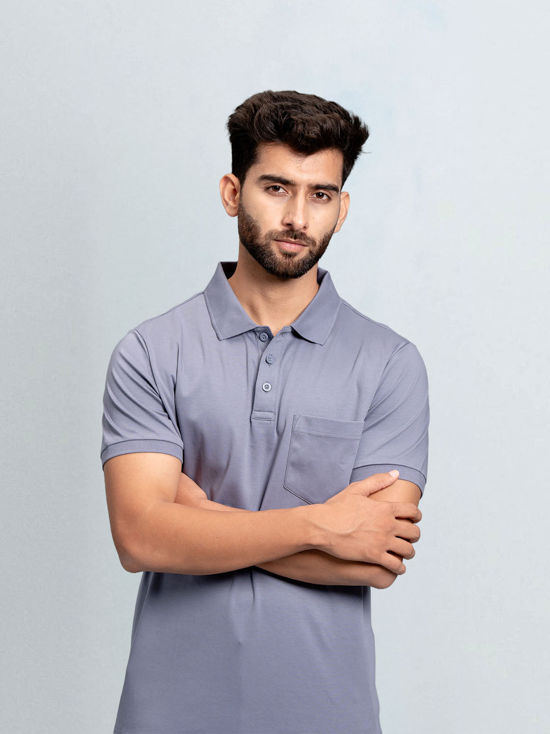 Men's Extra Long Staple Cotton Polo Amethyst Grey