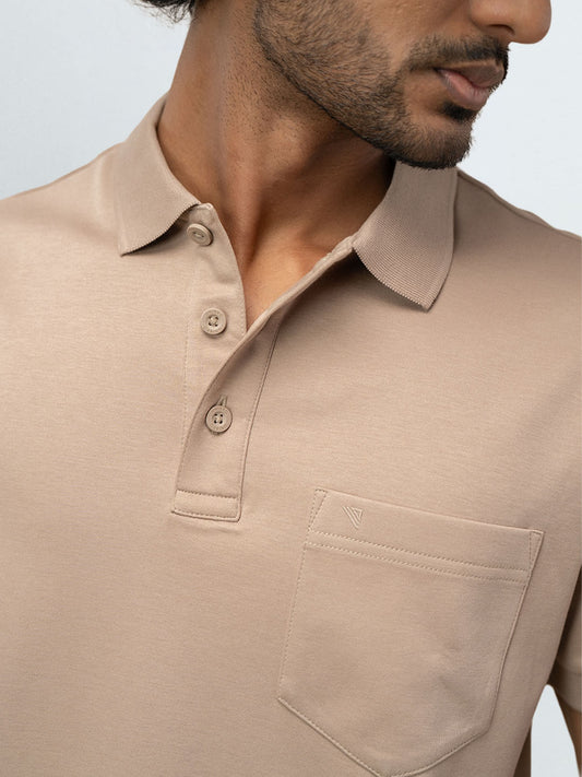 Men's Extra Long Staple Cotton Polo Desert Beige