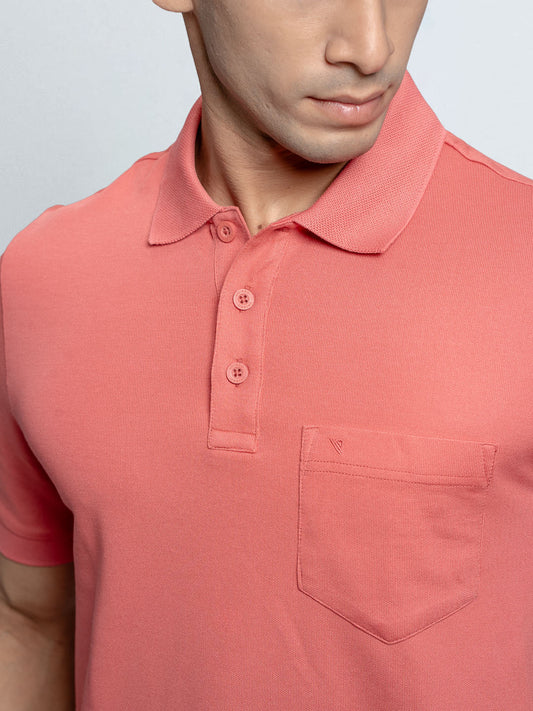 Men's Cotton Rich Pique Polo Coral
