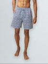 Men's 100% Cotton Printed Long Boxer Shorts Blue
