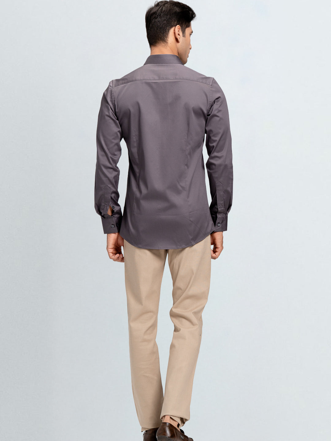 Men's Satin Stretch Cotton Shirt Grey