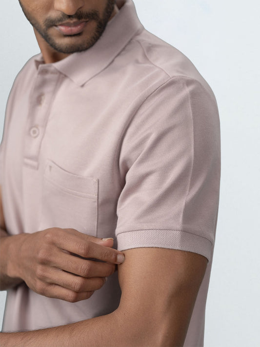 Men's Cotton Rich Pique Polo Silver Berry