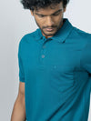 Men's Cotton Rich Pique Polo Lake Blue