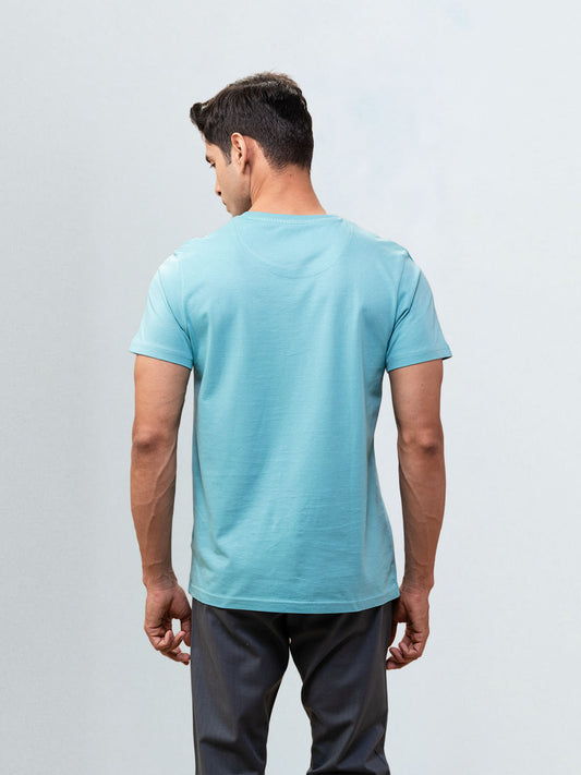 Men's 100% Cotton Crew Neck Auqa