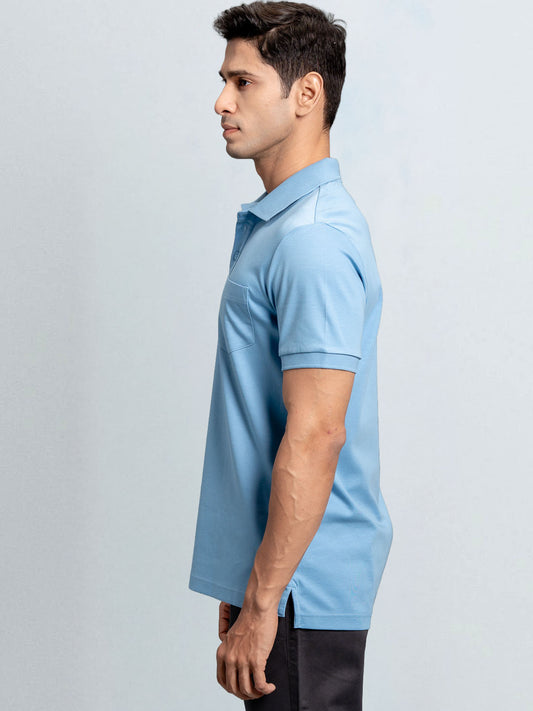 Men's Extra Long Staple Cotton Polo Powder Blue