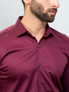 Men's Satin Stretch Cotton Shirt Maroon