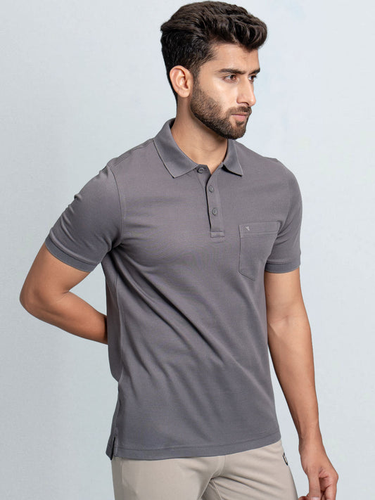 Men's Extra Long Staple Cotton Polo Smokey Grey
