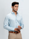 Men's Satin Stretch Cotton Shirt Sky Blue
