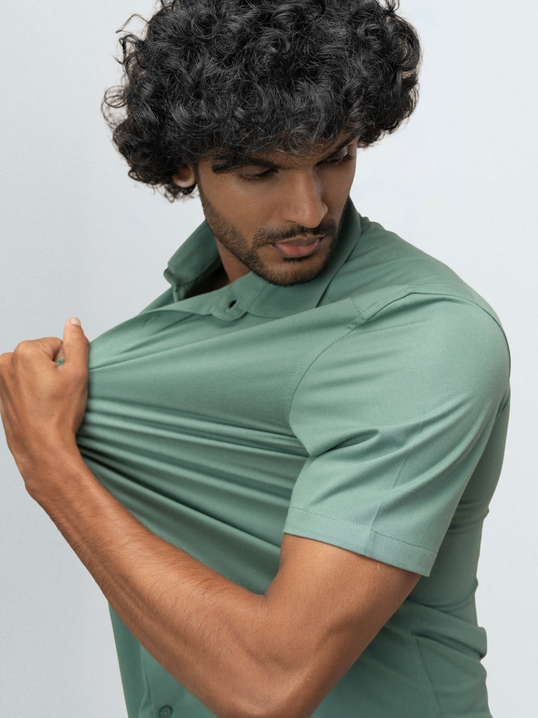 Men's Cotton Rich Knit Shirt Sage Green