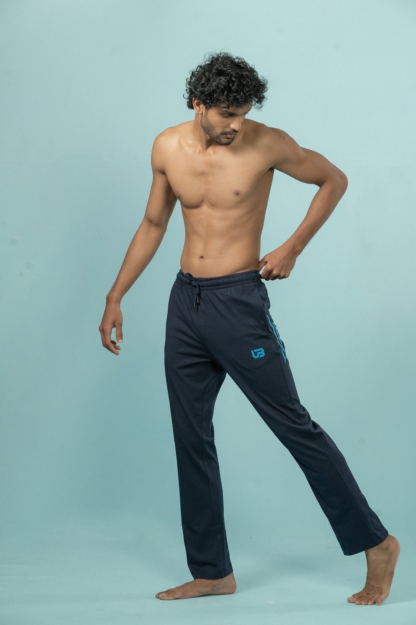 Men Combed Cotton Rich Agile Track Pant with Zipper Pockets Navy AGT4