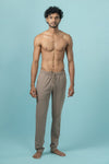 Combed Cotton Side Sew Panel Smart Fit Zipper Pocket Track Pant Taupe Brown ETK9