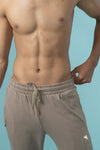 Combed Cotton Side Sew Panel Smart Fit Zipper Pocket Track Pant Taupe Brown ETK9