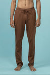 Combed Cotton Side Sew Panel Smart Fit Zipper Pocket Track Pant Brown ETK4