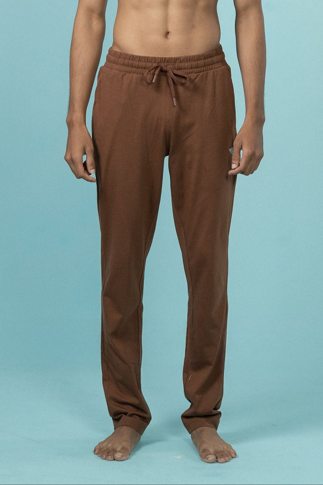Combed Cotton Side Sew Panel Smart Fit Zipper Pocket Track Pant Brown ETK4