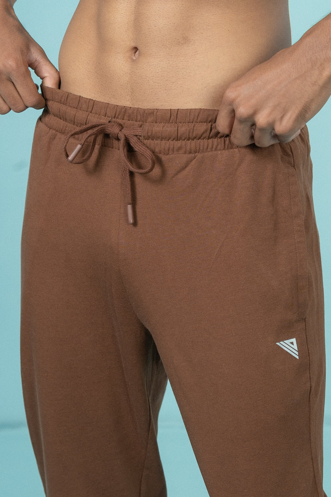 Combed Cotton Side Sew Panel Smart Fit Zipper Pocket Track Pant Brown ETK4