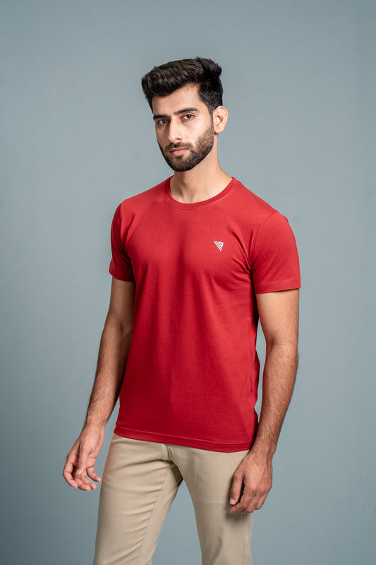 Men 100% Cotton Smart Fit Expert Tee Maroon ET6