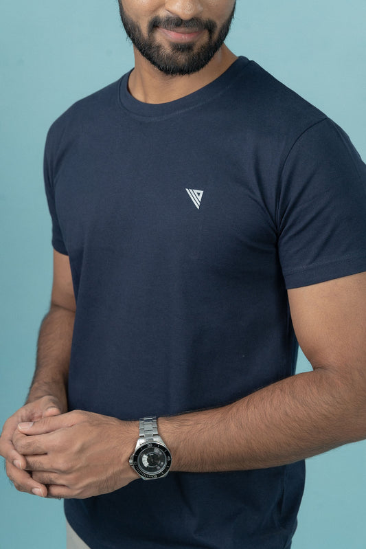 Men 100% Cotton Smart Fit Expert Tee Navy ET7