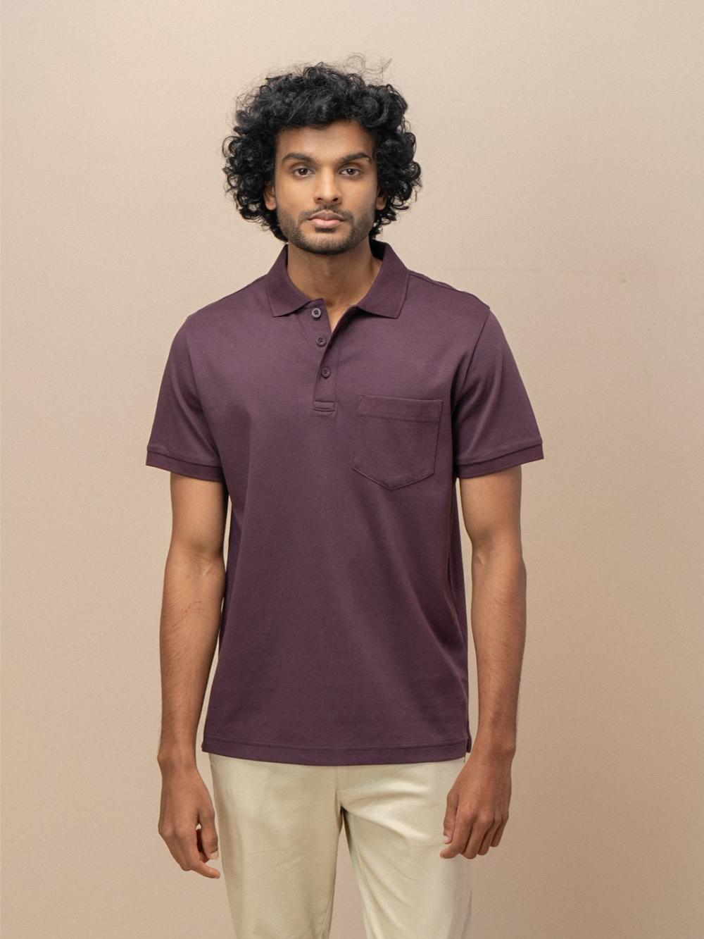 Men Extra Long Staple Cotton Smart Fit Apex Polo T-Shirt Grape AX8