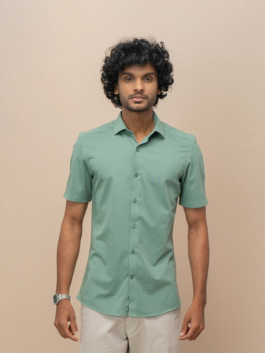 Men Combed Cotton Rich Slim Fit Ether Shirt Green ER2
