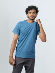 Men's 100% Cotton Crew Neck Petrol Blue