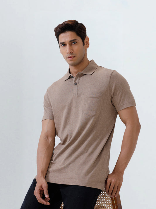 Men's Tencel Modal Fibers with Micro technology Polo Brown Heather