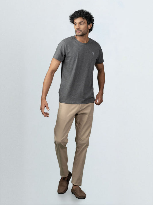 Men's 100% Cotton Crew Neck Charcoal