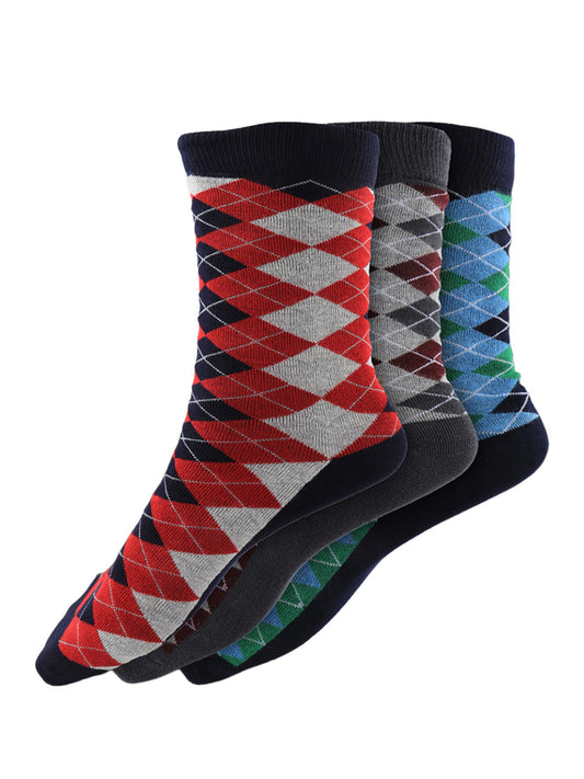 Bamboo Assorted Formal Full Length Checks Designed Socks FFD3