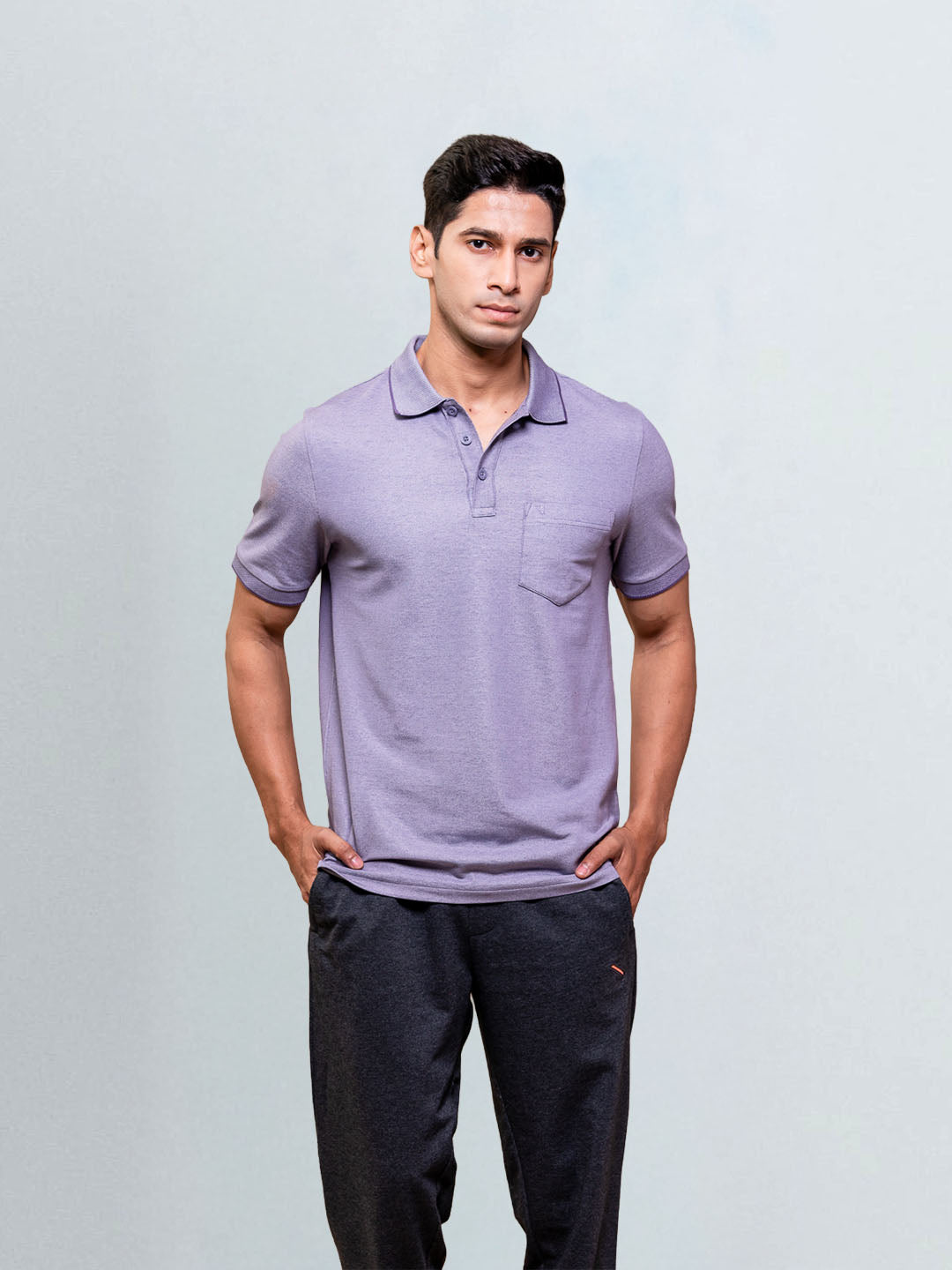 Men's Cotton Rich Pique Polo Violet